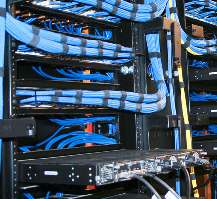 Data Cabling Plugged into Racks